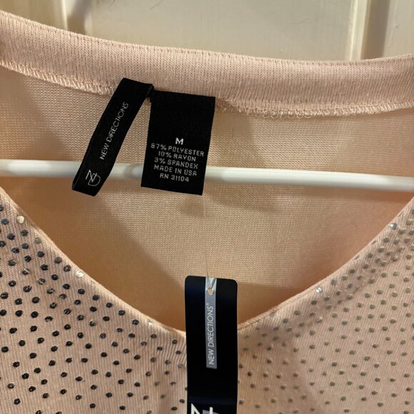 New Direction Women's Long Sleeve Embellished Blush Knit Sweater ~ Med ~ NWT - Picture 3 of 4
